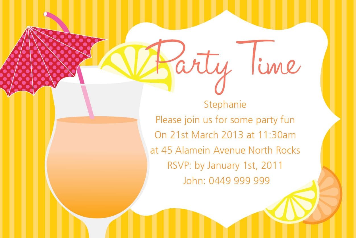 Cocktail Party Invitation Template Postcard