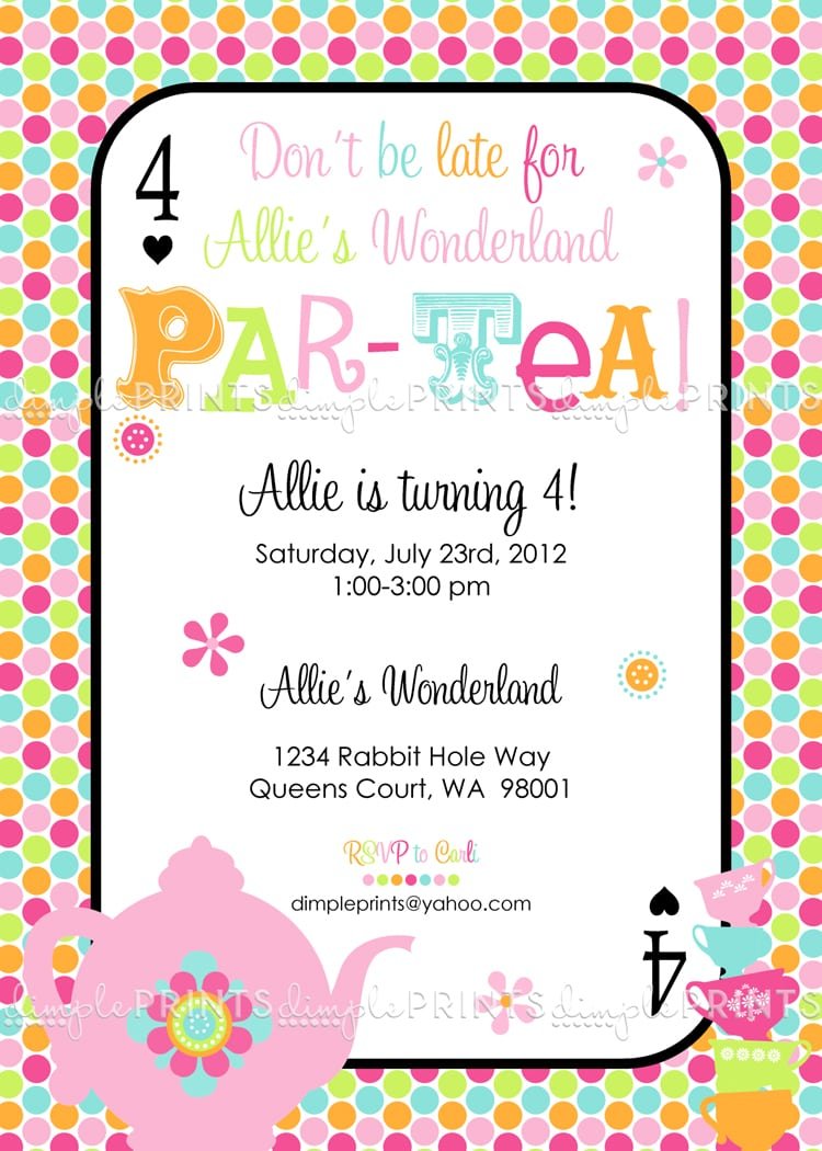 Girls Tea Party Invitation   Ukrobstep Com