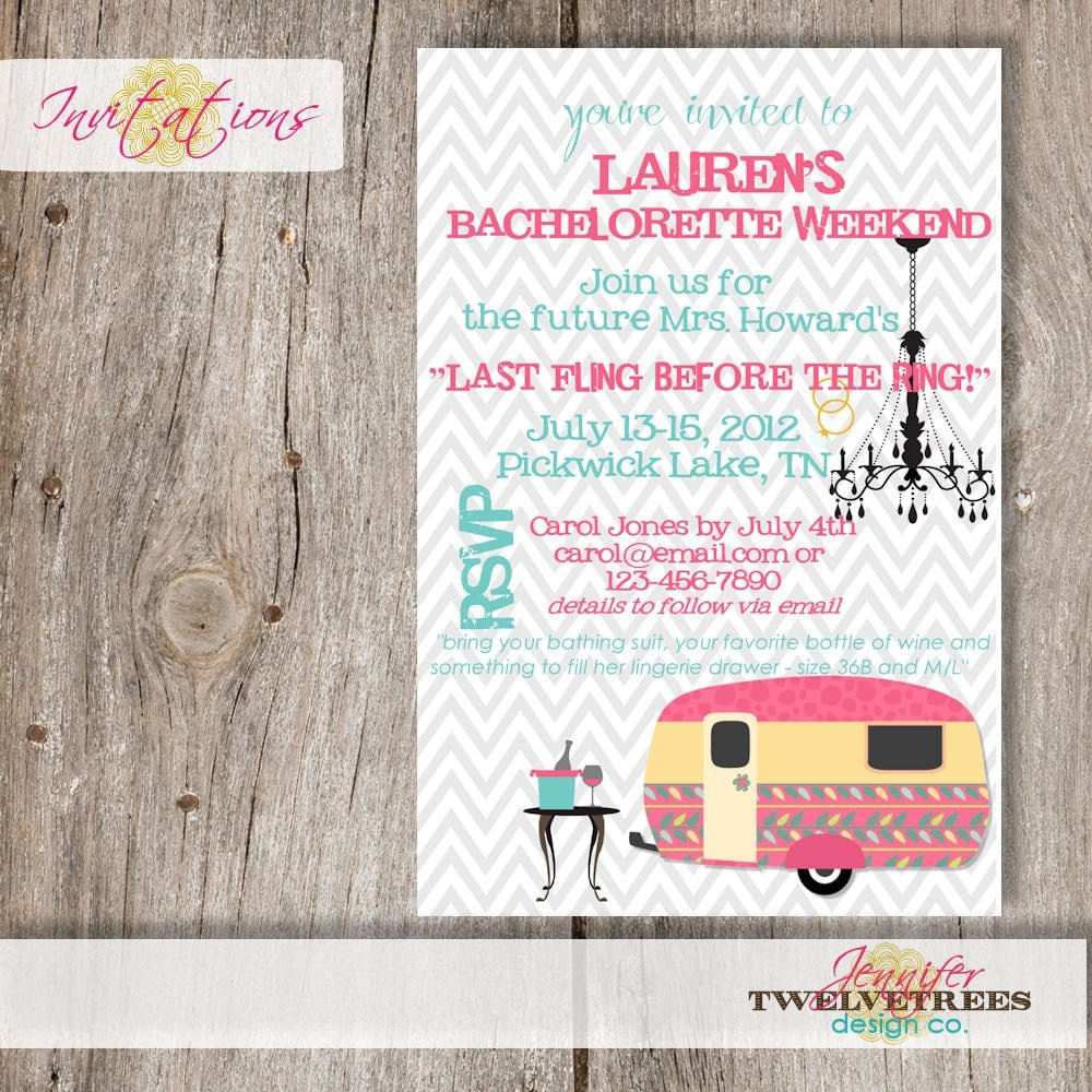 Glamping Bachelorette Invitationsdiy Printableor Add A