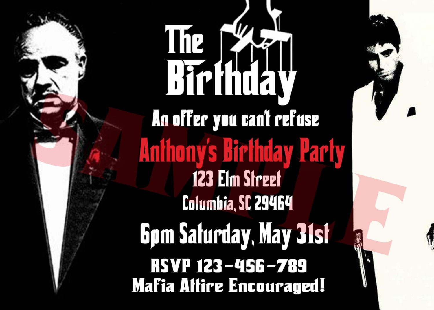 Godfather Scarface Mafia Invitation