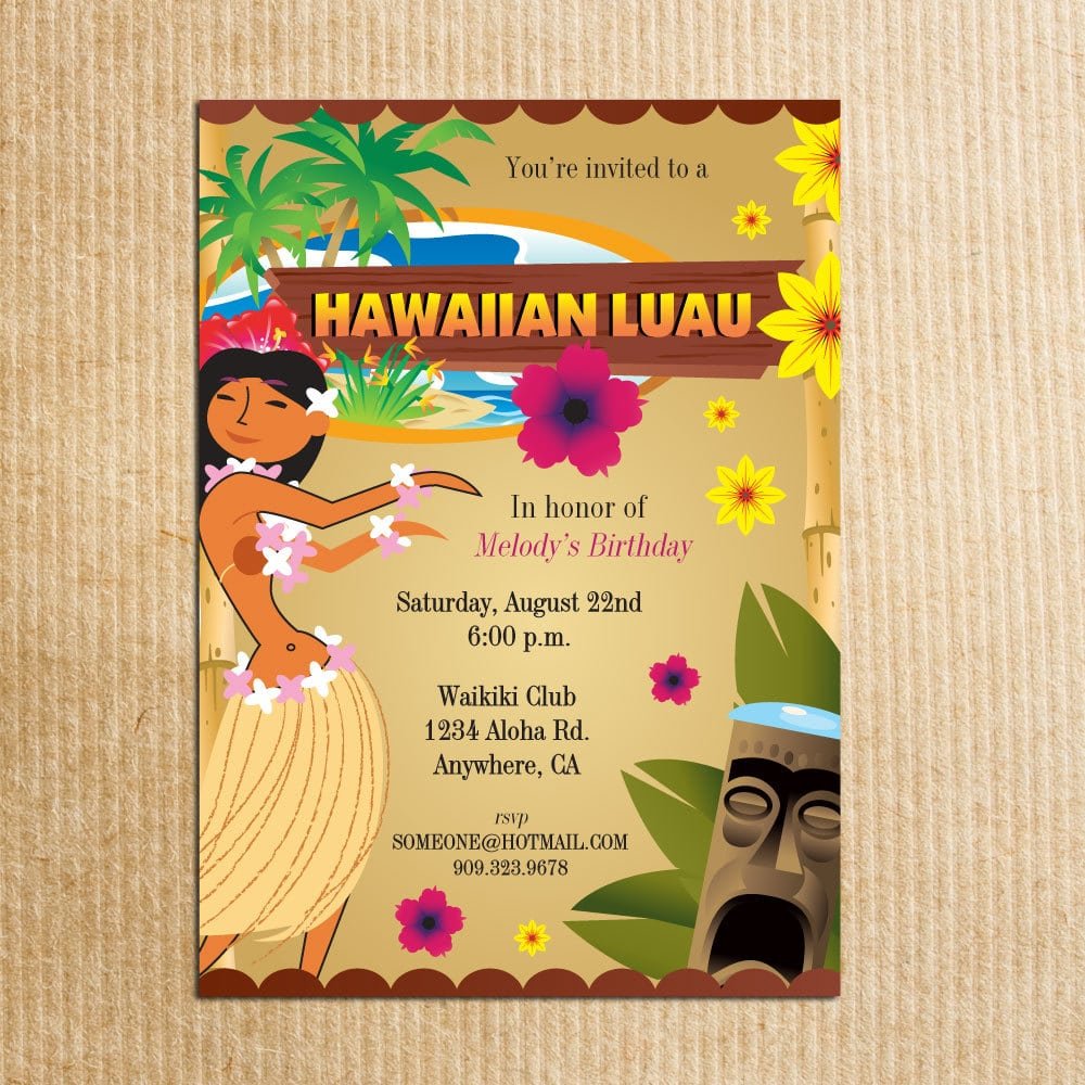 Hawaiian Luau Party Invitation Stationery By