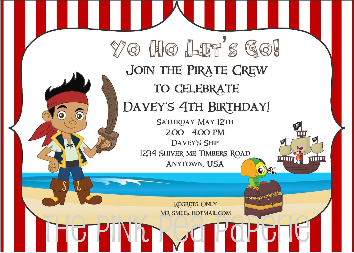 Jake And The Neverland Pirates Birthday Party Invitations