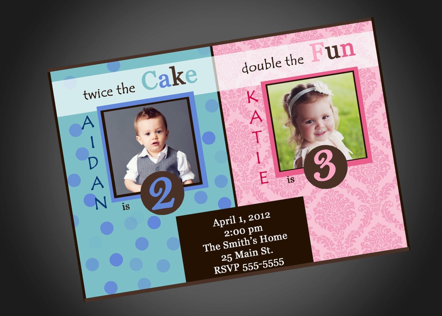 Joint Party Girl Boy Birthday Invitation