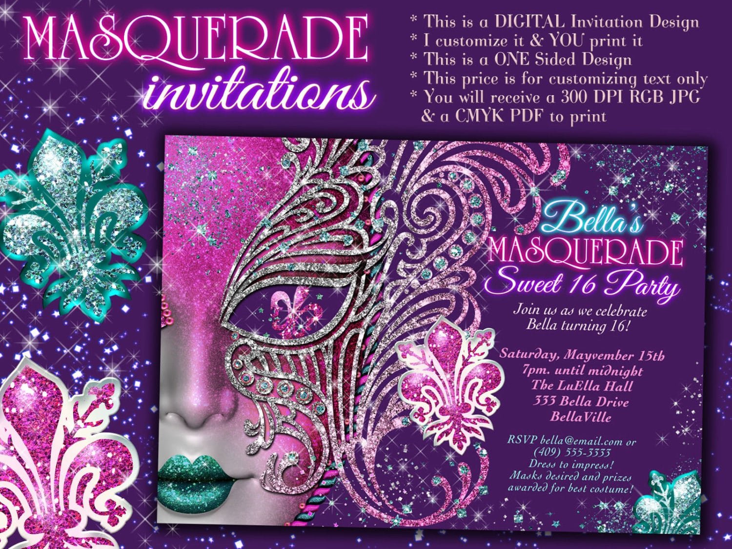 Mardi Gras Party Invitation Cards Design Ideas