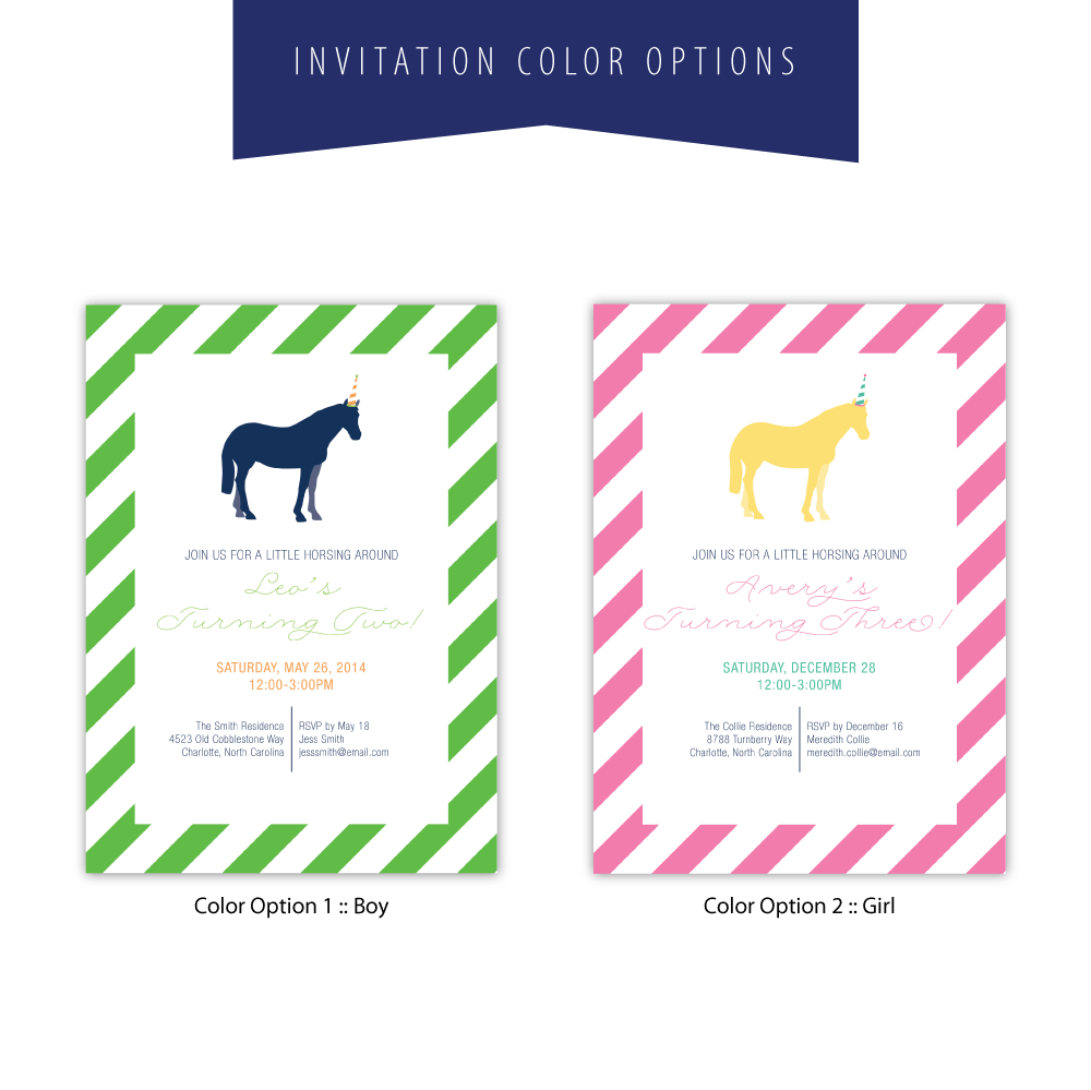 Modern Pony Party Invitations