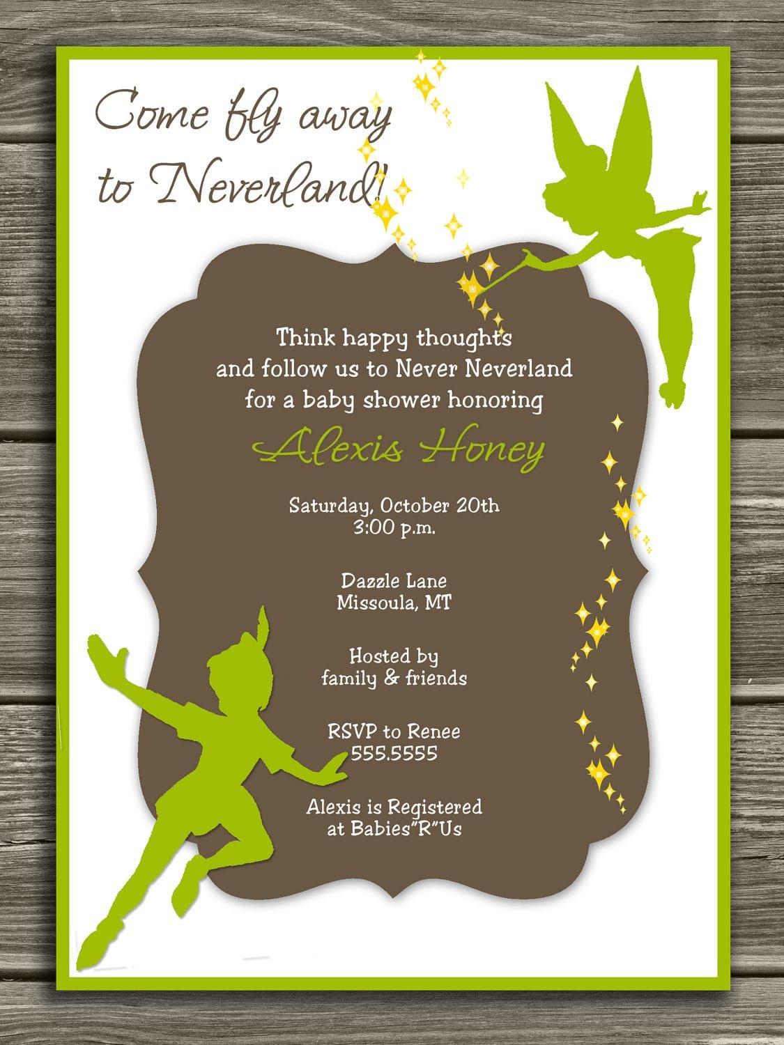 Neverland Baby Shower Invitation