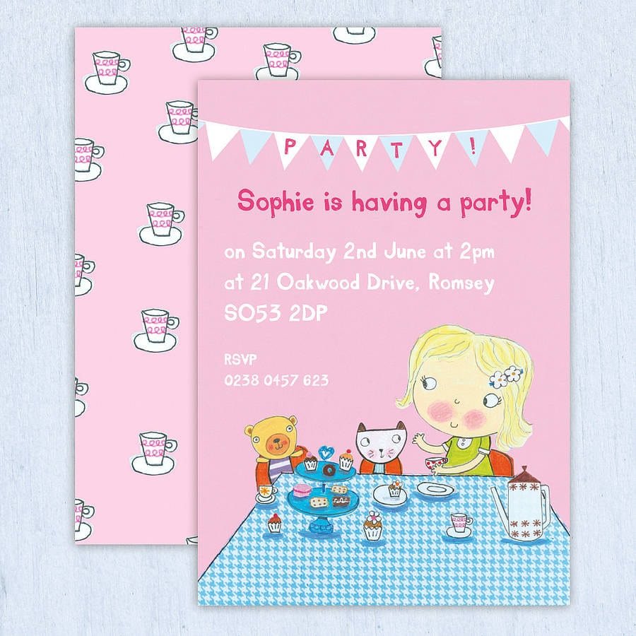 Personalised Girls Tea Party Invitations By Made By Ellis