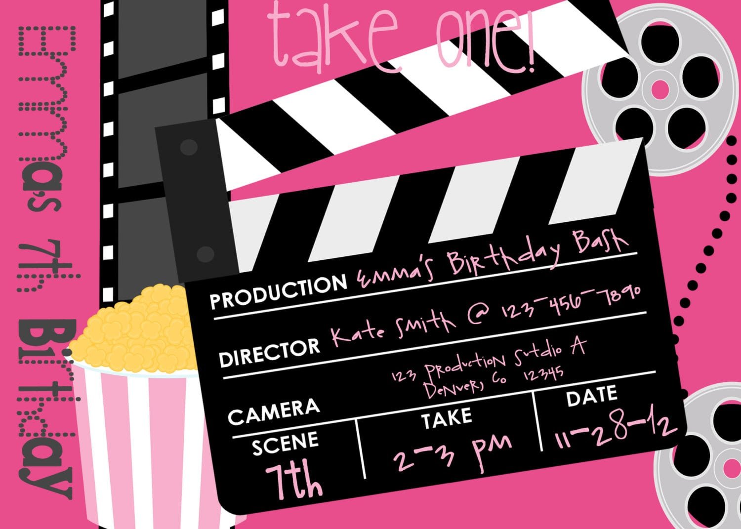 Printable Movie Themed Birthday Party Invite