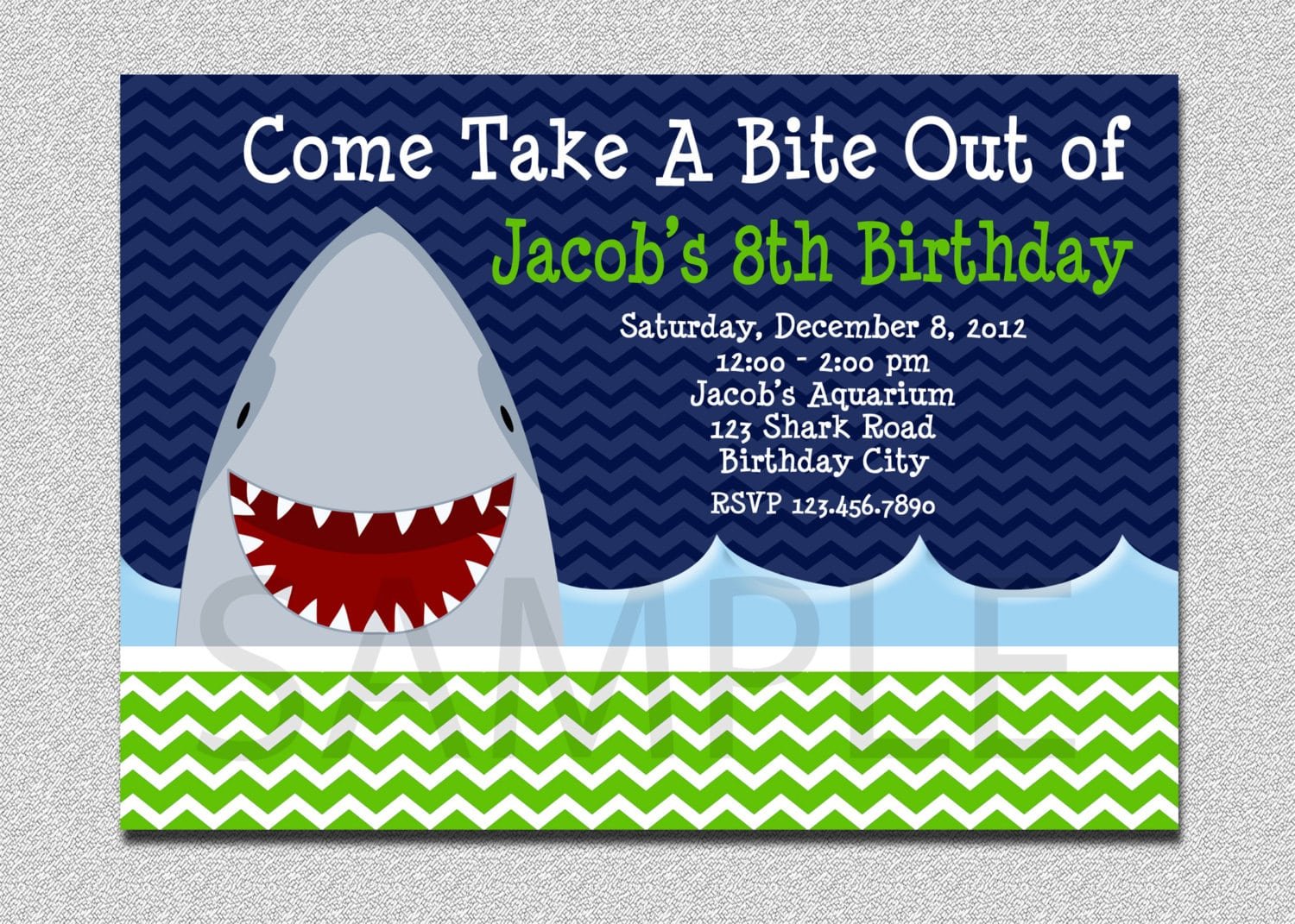 Shark Birthday Invitation Shark Birthday Party Invitation