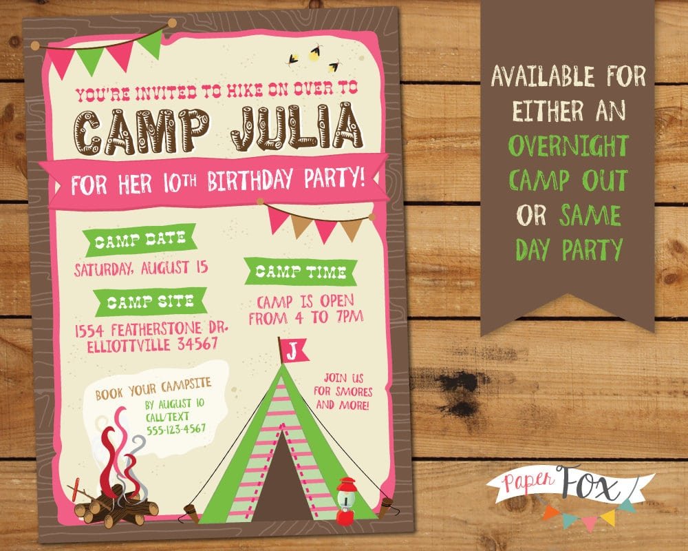 Similiar Glamping Party Invitations Keywords