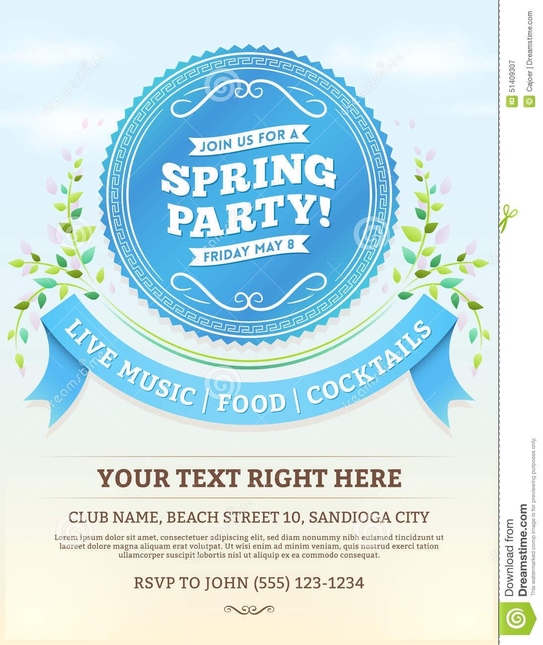 Spring Party Invitation Stock Vector