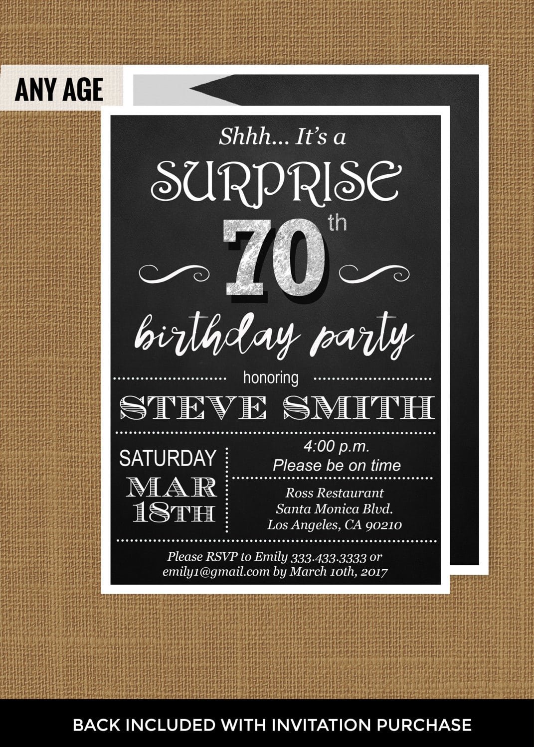 Surprise 70 Birthday Party Invitations Surprise 70th Birthday