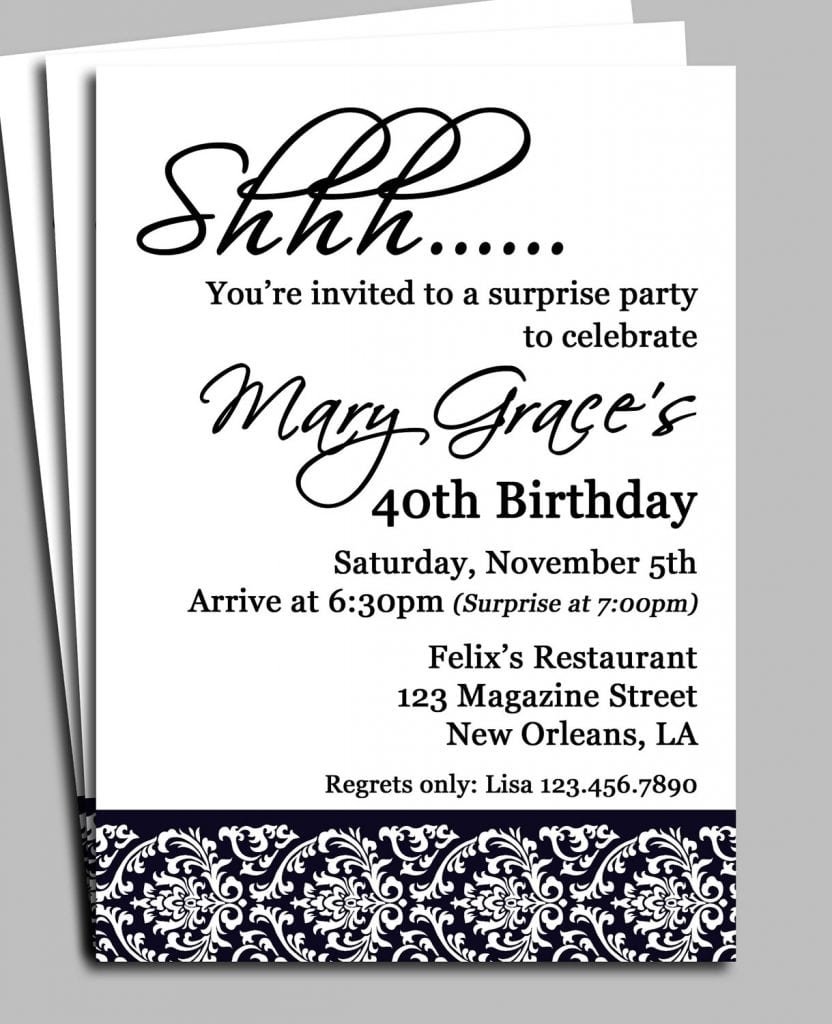 Surprise Birthday Party Invitation Wording Surprise Birthday Party