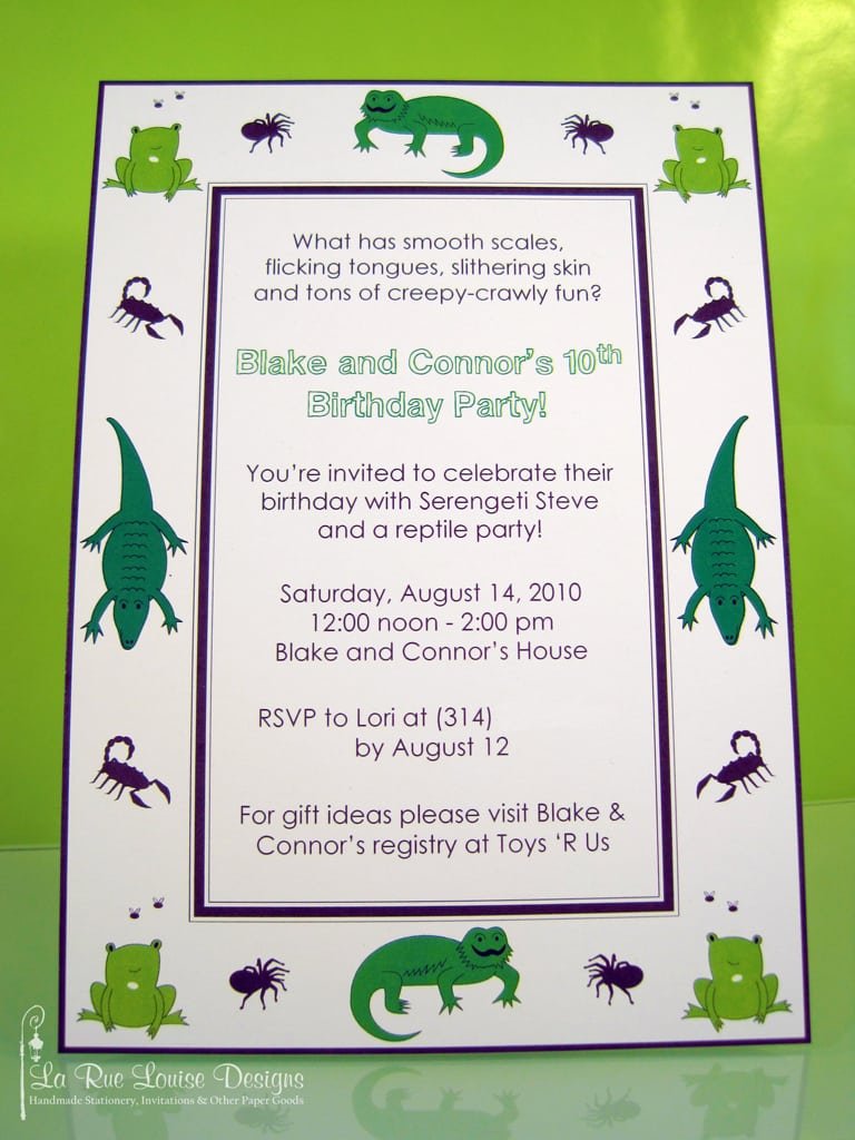 Reptile Birthday Party Invitations