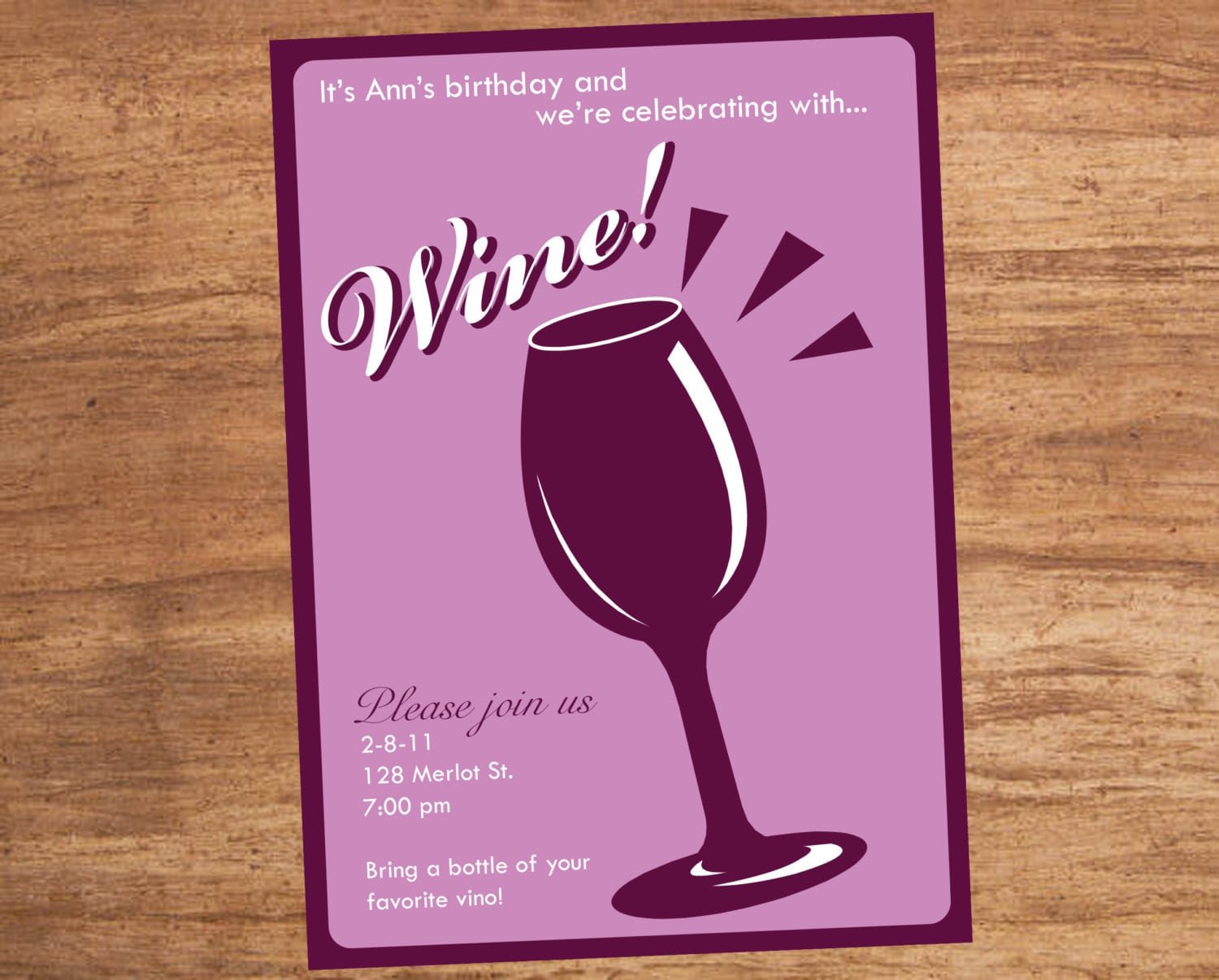 Wine Tasting Party Custom Printable Invitation