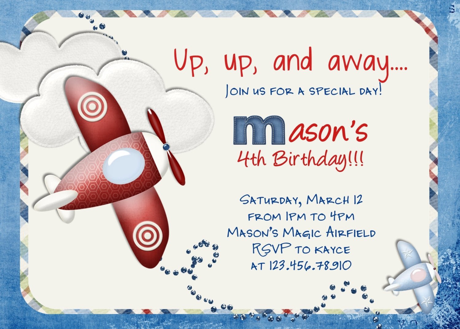 Airplane Birthday Invitation Airplane Printable Airplane Party