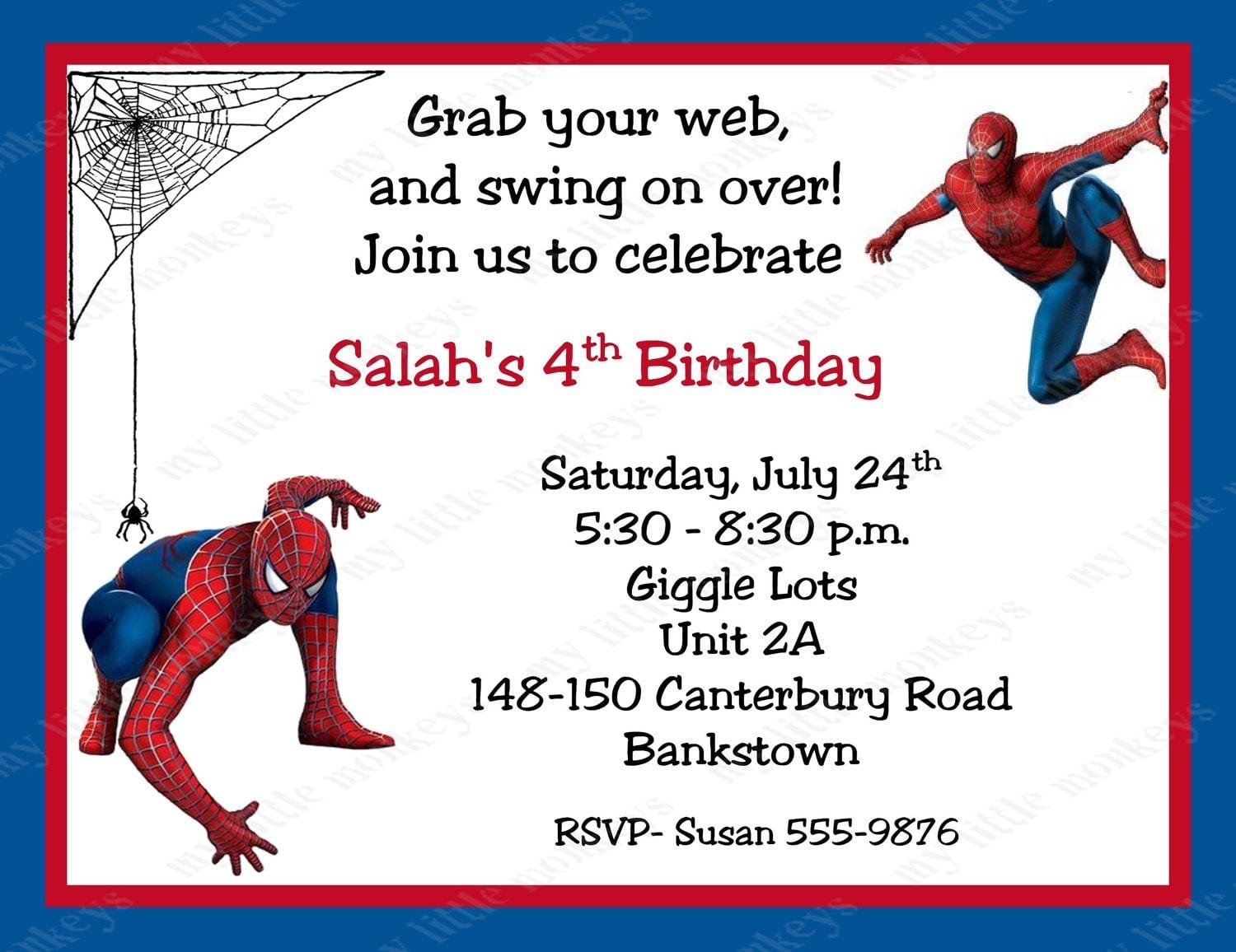 Free Printable Spiderman Birthday Invitation Cards