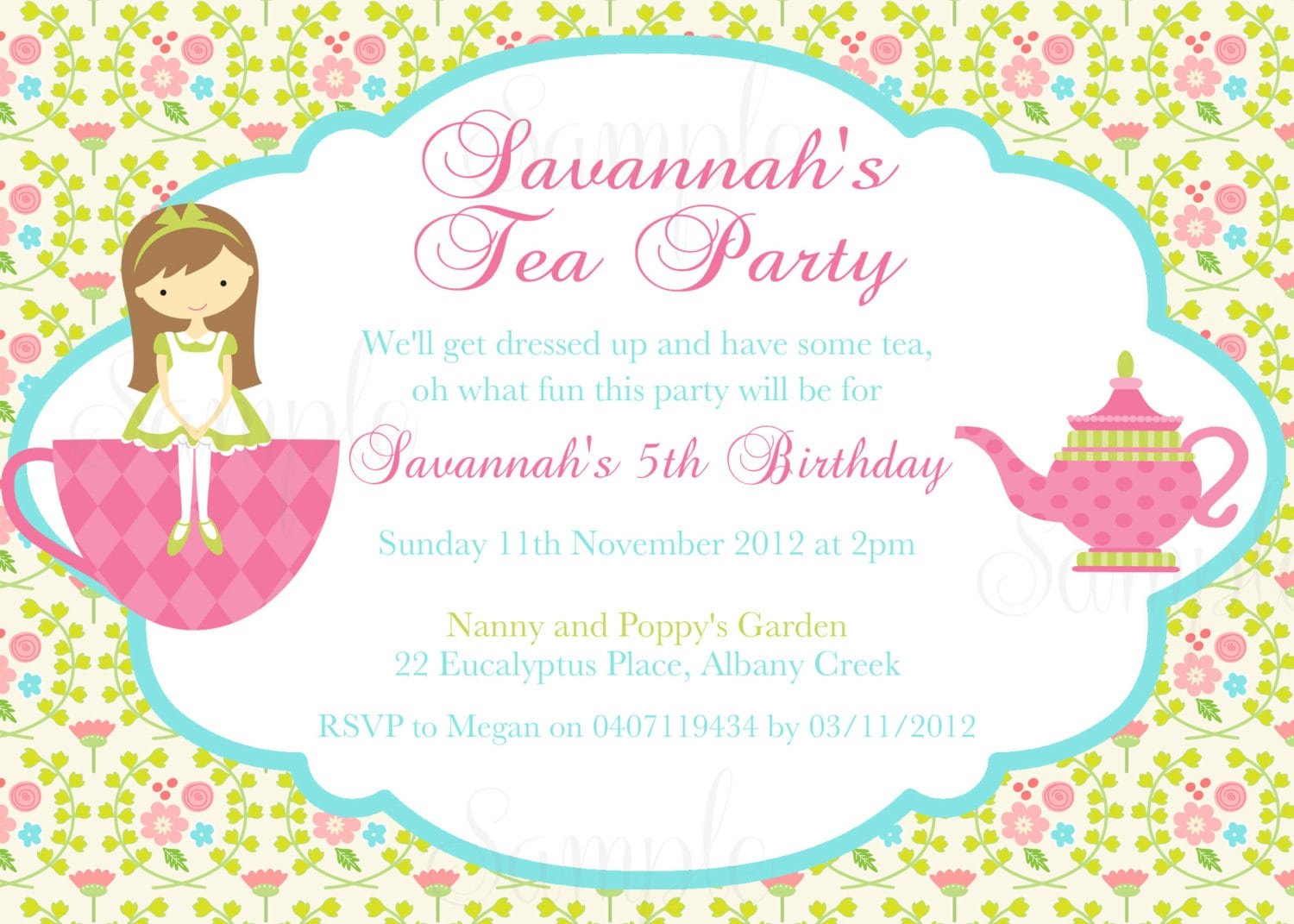 Girls Tea Party Invitations