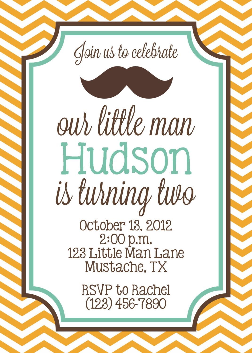 Little Man Mustache Bash Invitation