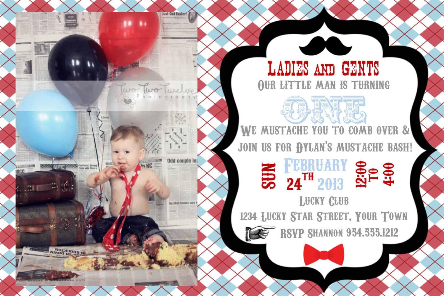 Little Man Mustache Bash Invitation Template 4x6