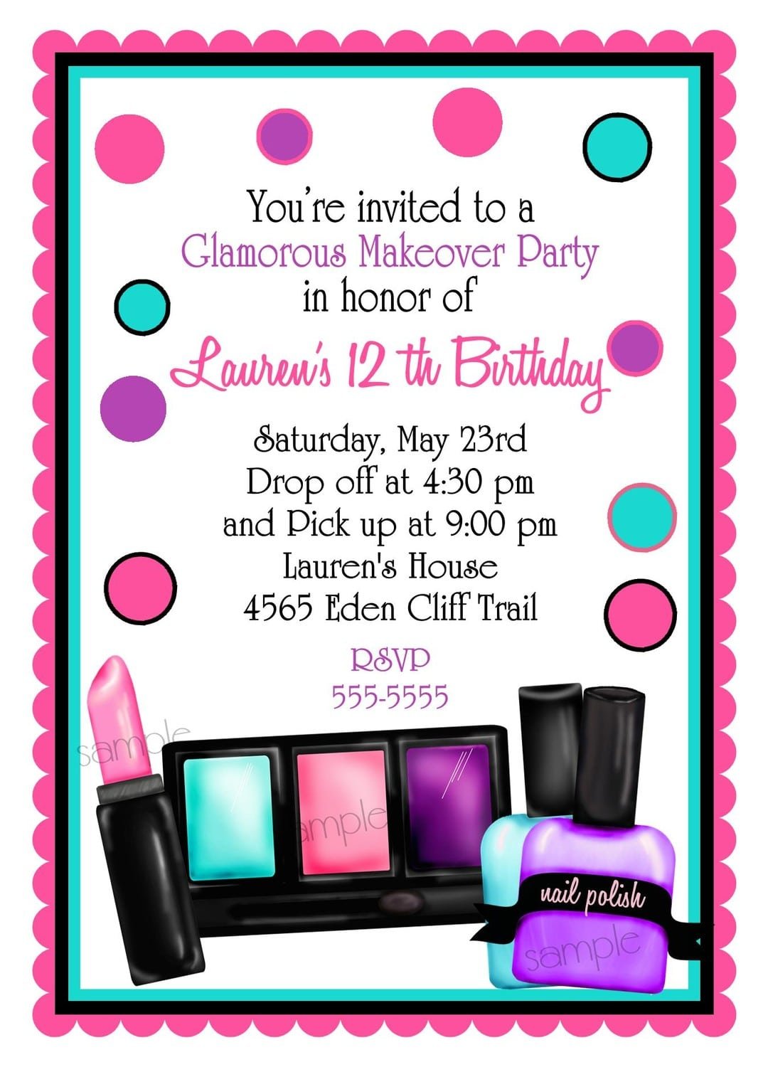 Make Up Birthday Party Invitations Make Up Makeover