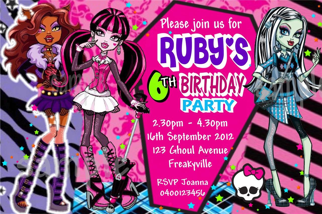 Monster High Invitations Templates