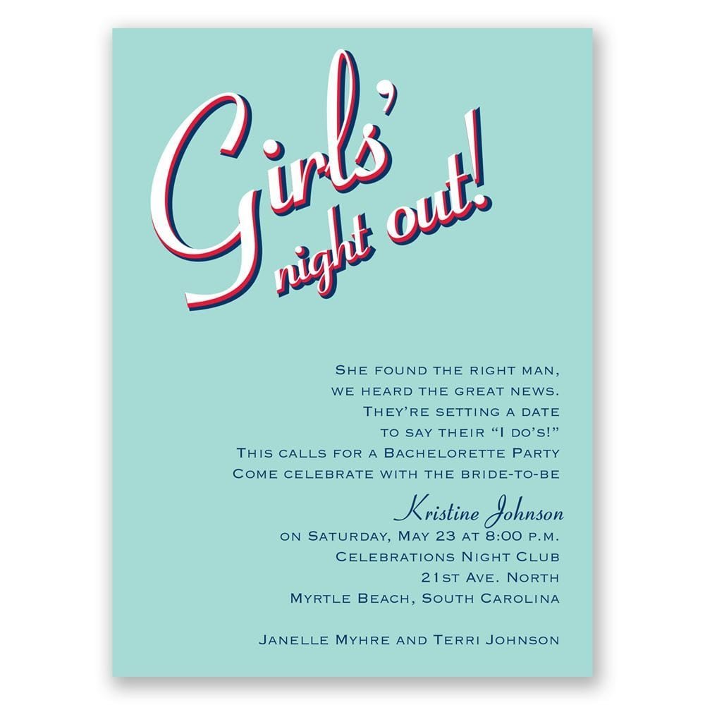 Night Out Bachelorette Party Invitation