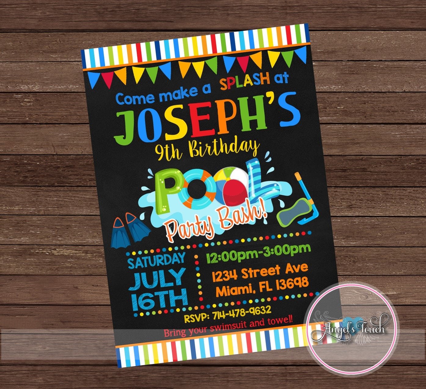 Pool Party Invitation Pool Birthday Invitation Pool Birthday