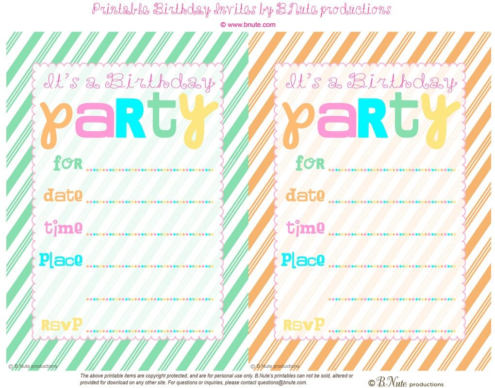 Printable Birthday Party Invites