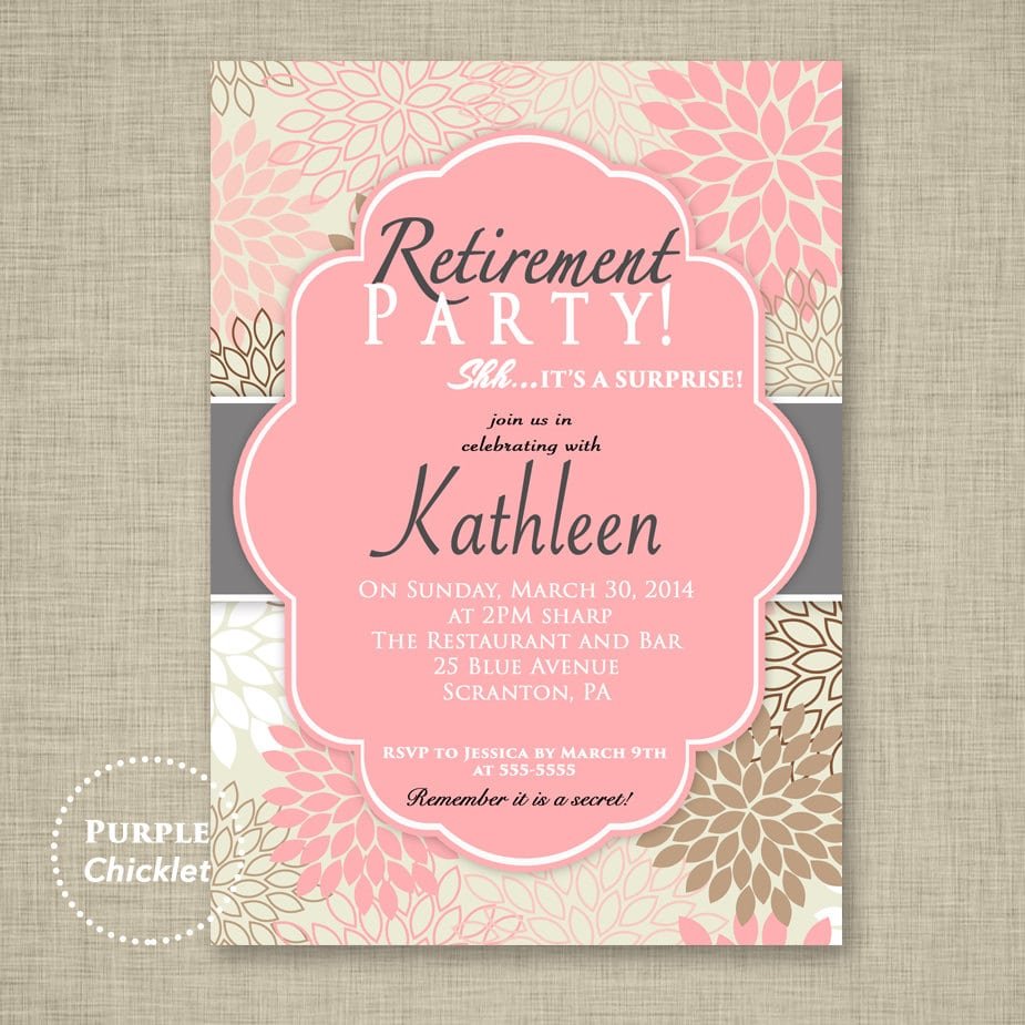 Surprise Retirement Party Invitation Pink Adult Surprise Party