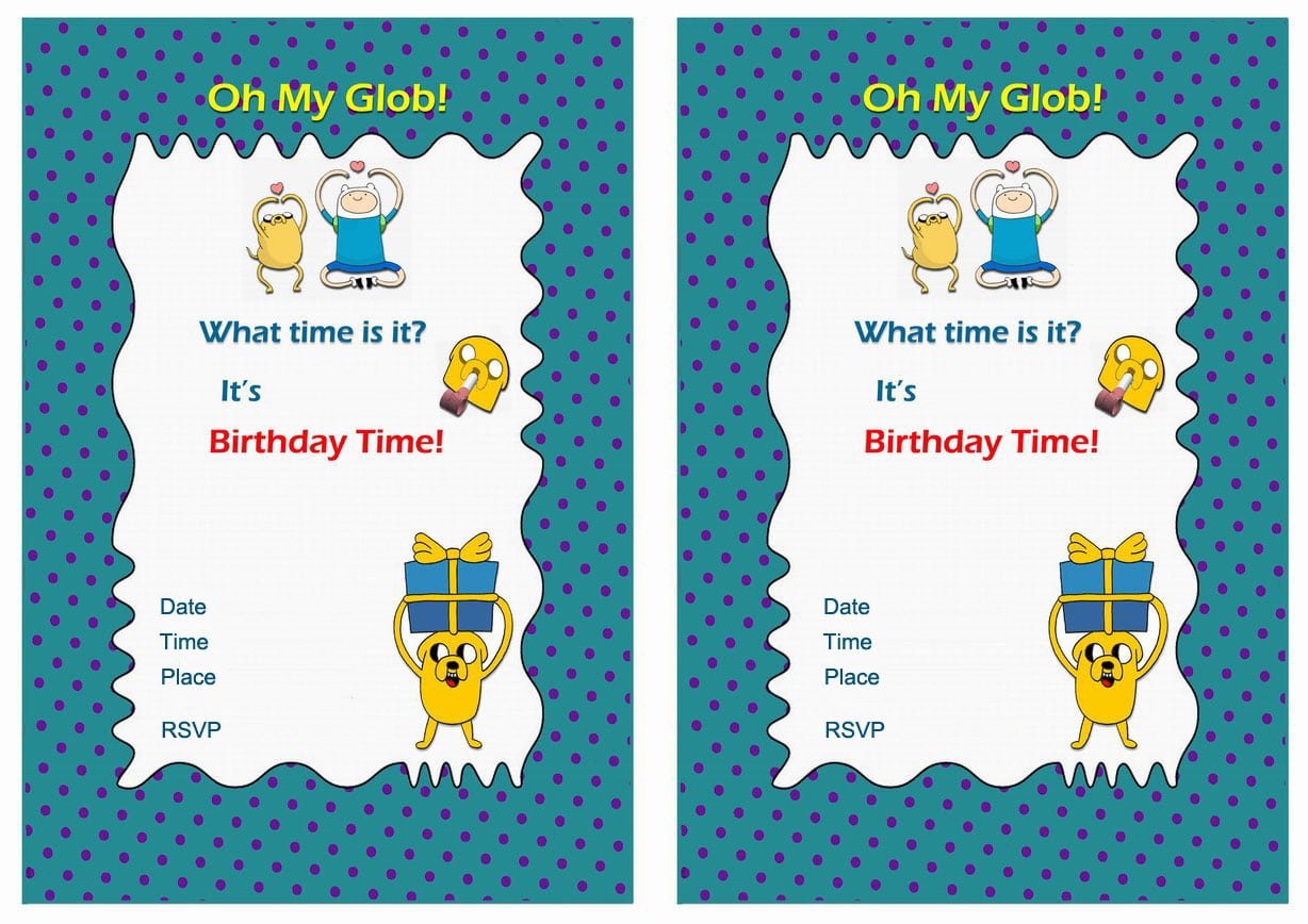 Adventure Time Free Printable Birthday Party Invitations