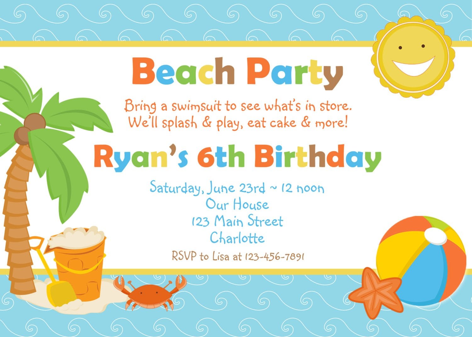 Beach Party Invitations Free