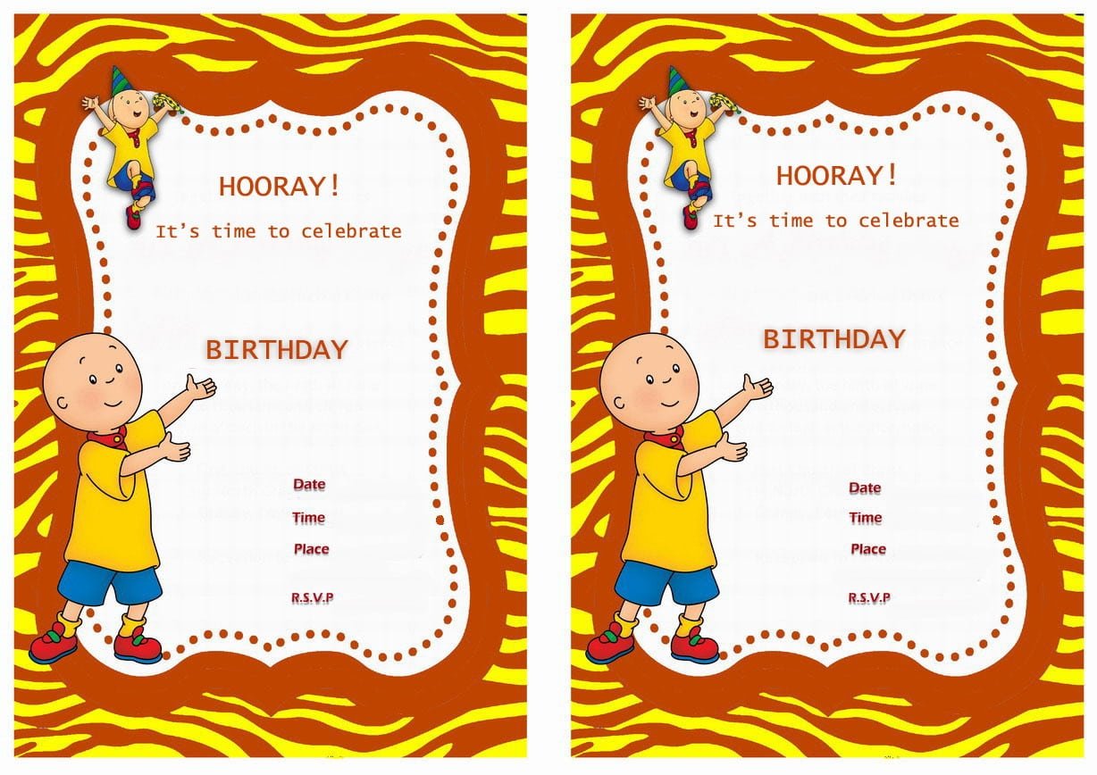 Caillou Party Invitations