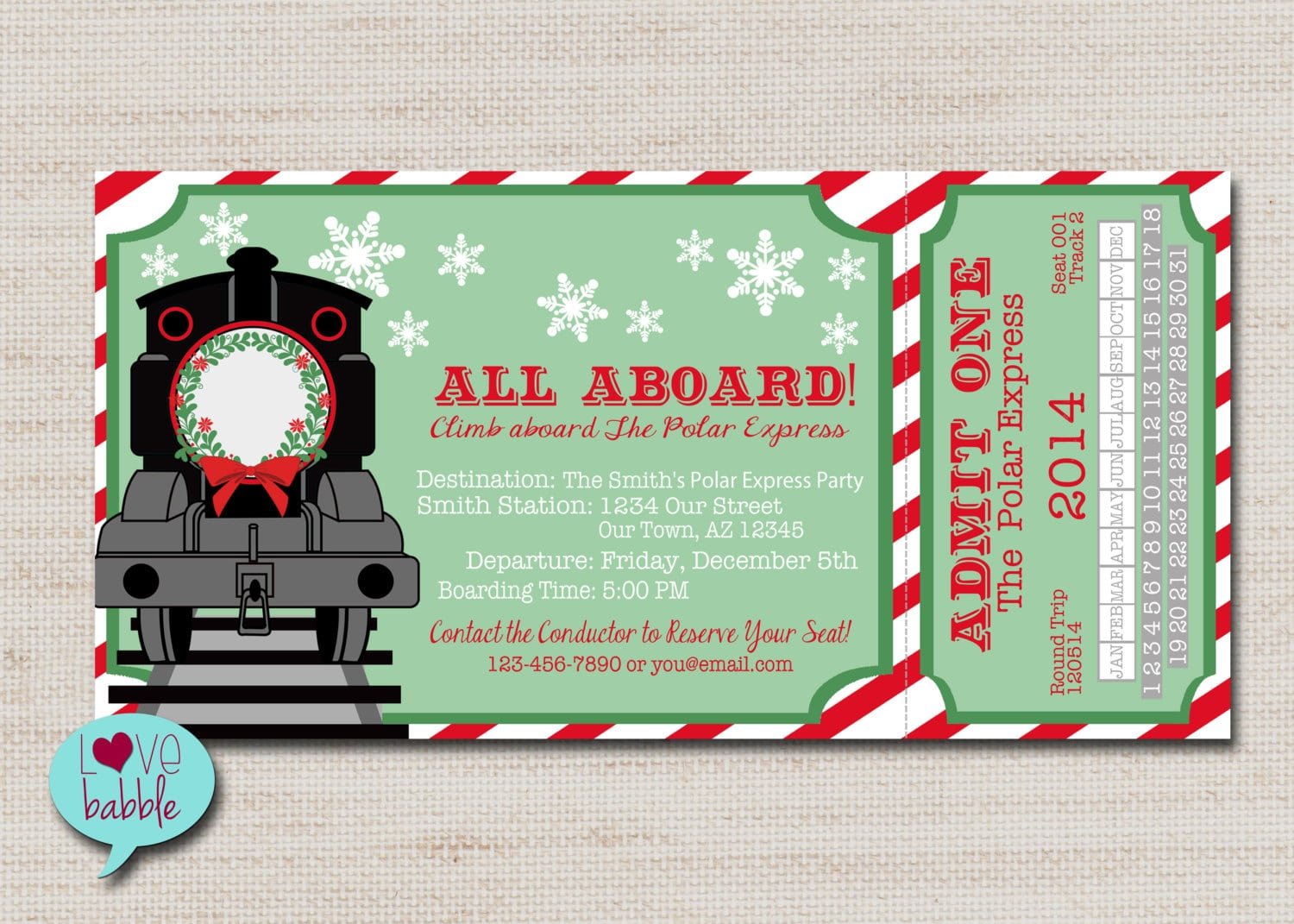 Christmas Train Invitation Christmas Party Invitation Train