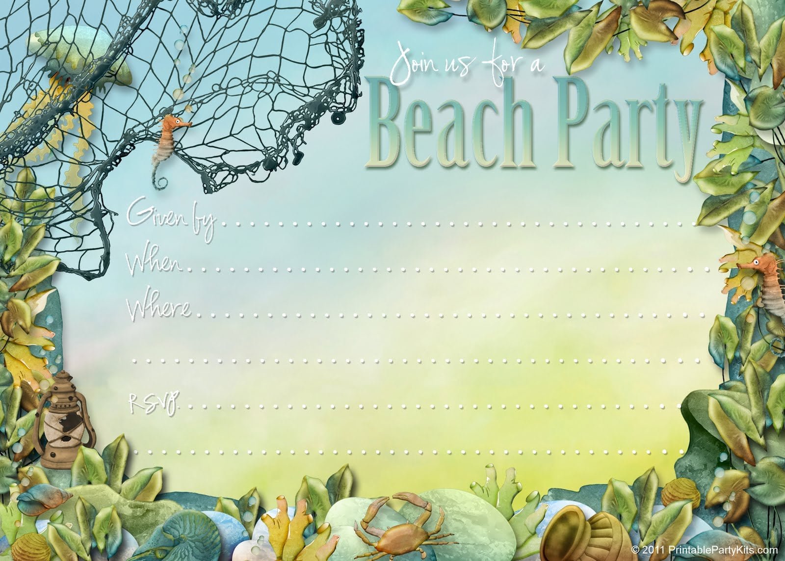 Free Beach Party Invitations