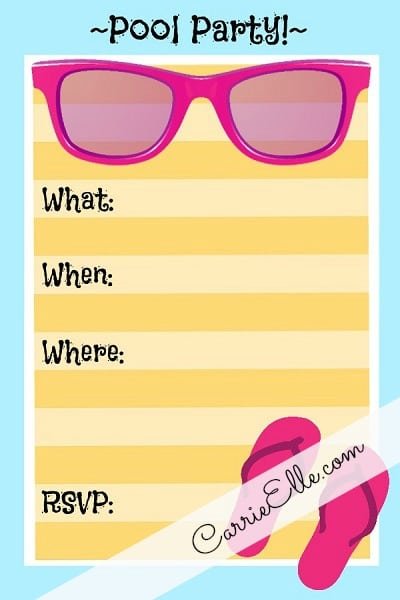 Free Printable Pool Party Invitations