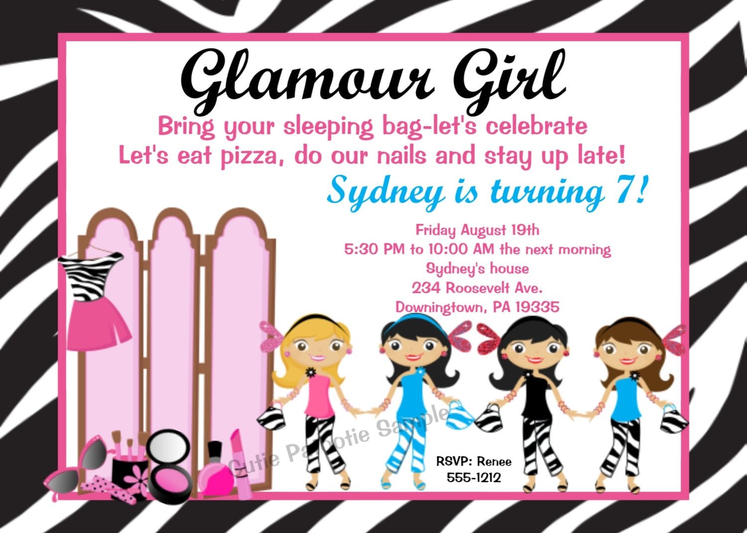 Glamour Girl Invitations Glamour Girl Birthday Party Invitation