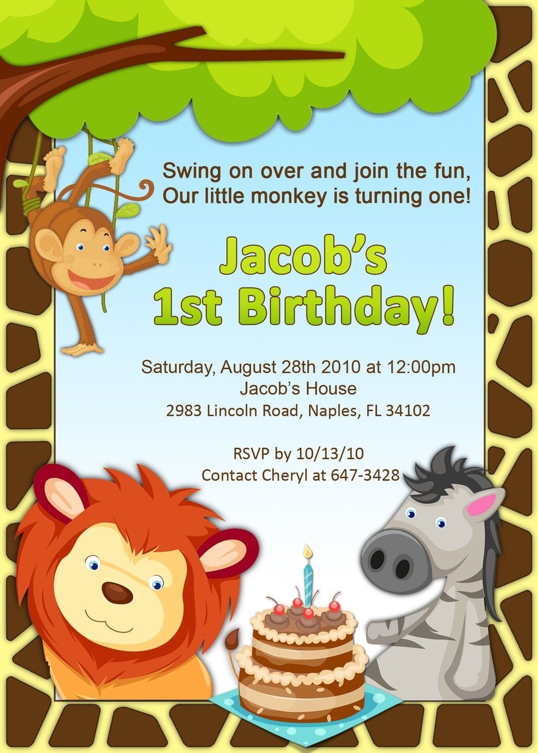 Jungle Themed Birthday Invitation By Amandacreation On Etsy