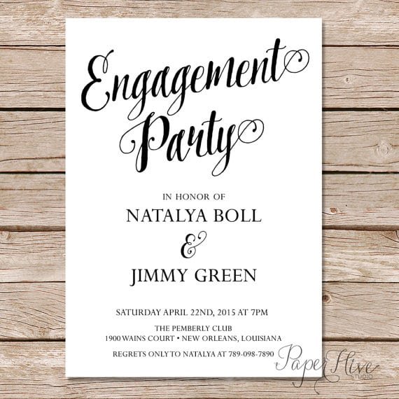 Modern Calligraphy Engagement Party Invitation   Calligraphy