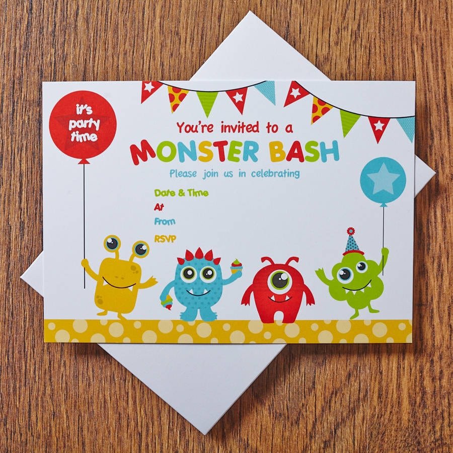 Monster Party Invitations By Feather Grey Parties