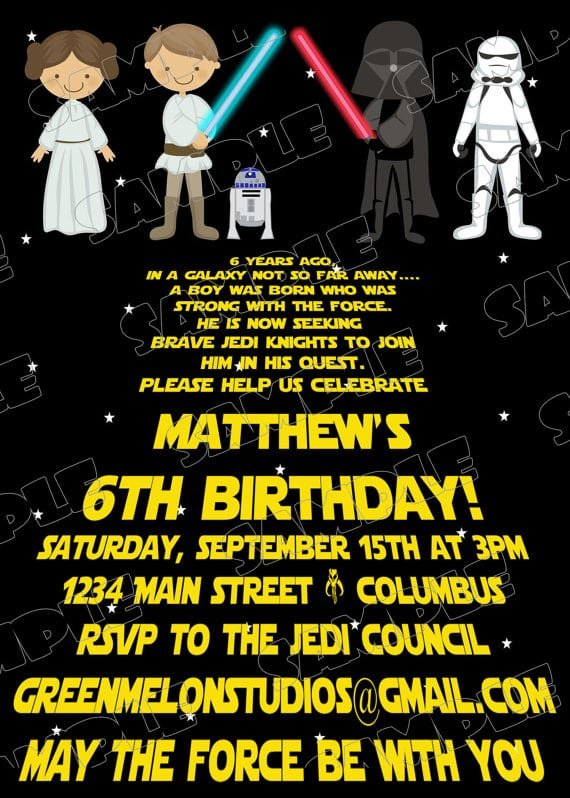 Star Wars Party Invitations Star Wars Party Invitations With