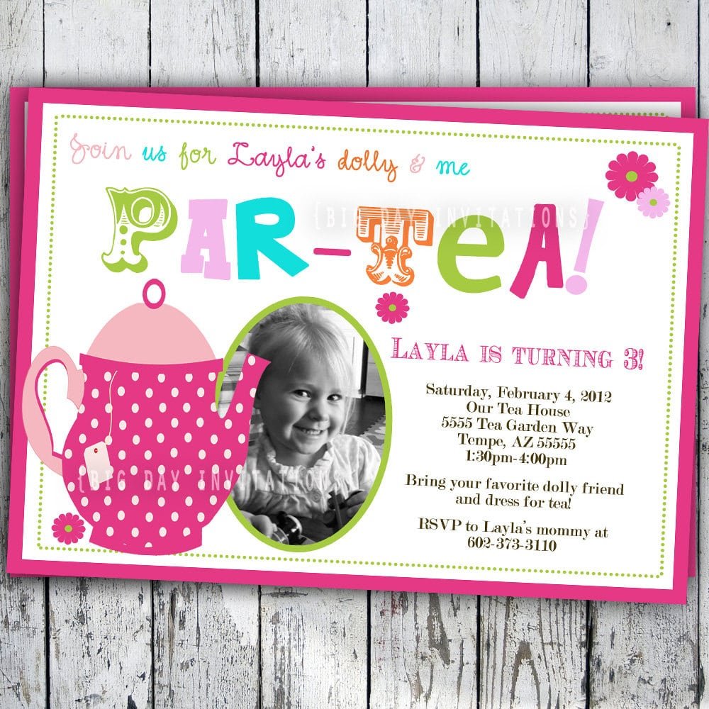 Tea Party Birthday Invitation Tea Party Birthday Invite