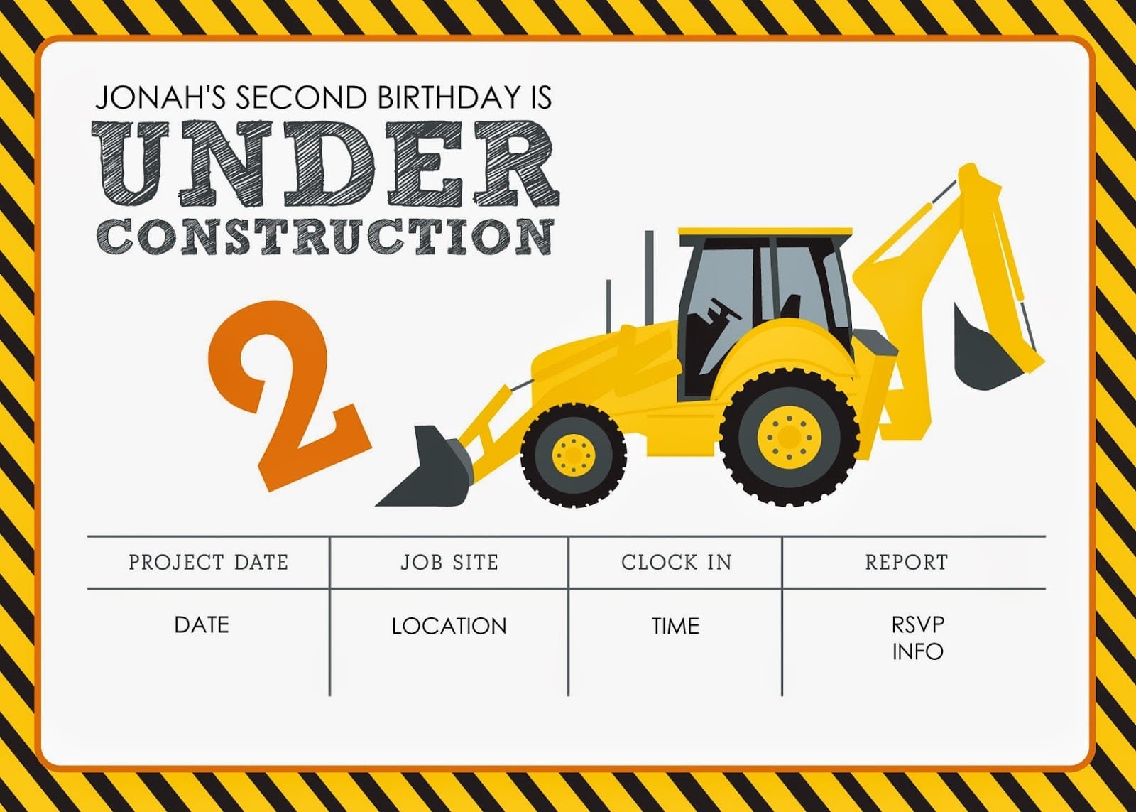 Construction Birthday Party Invitations