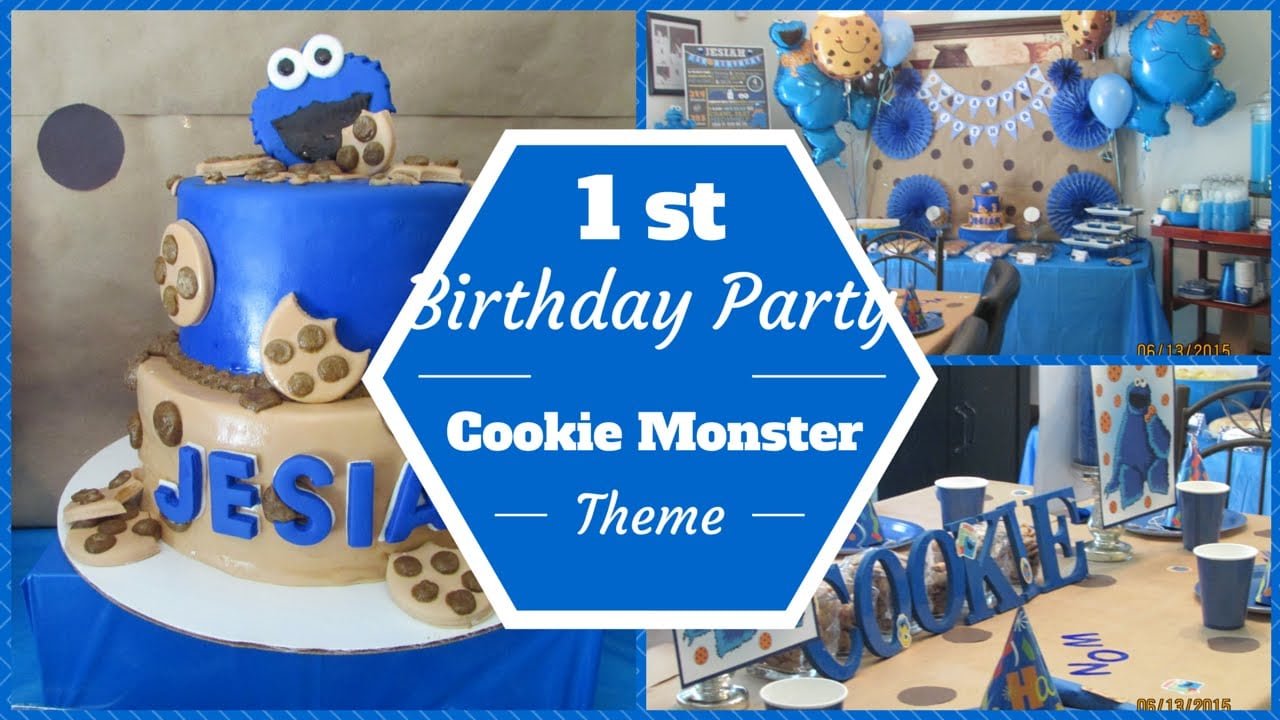 Cookie Monster Theme 1st Birthday Party ~dollar Tree & Mickey Mouse Invitations Templates