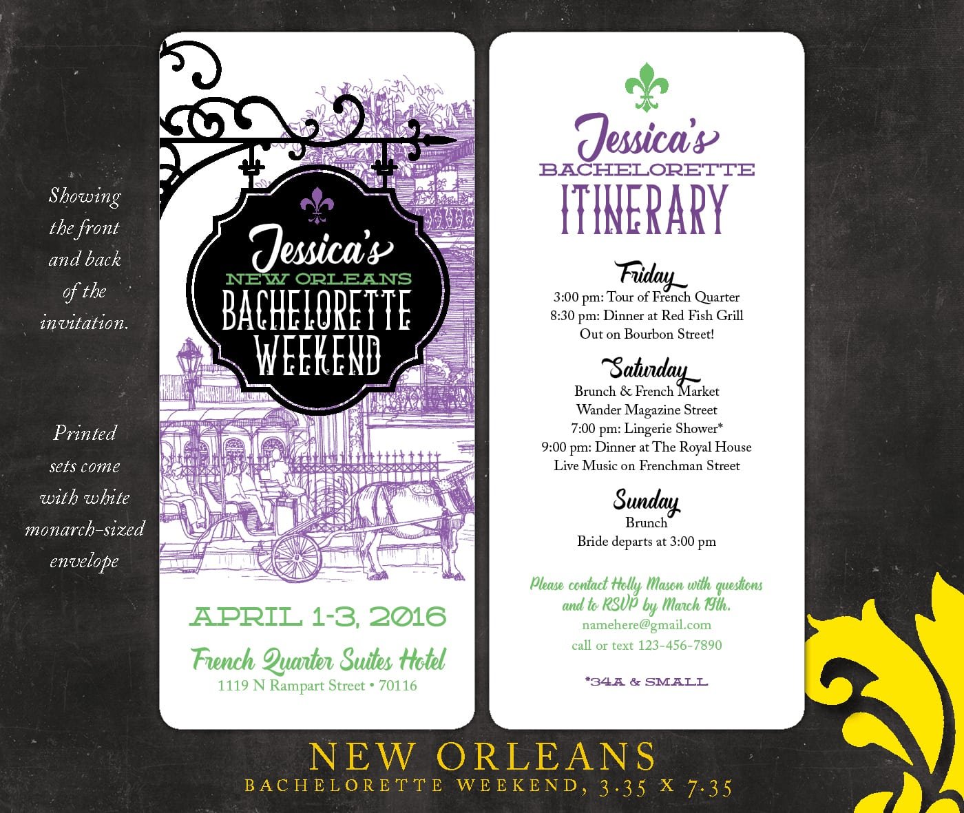 Nealon Design  New Orleans   Bachelorette Weekend Invitation