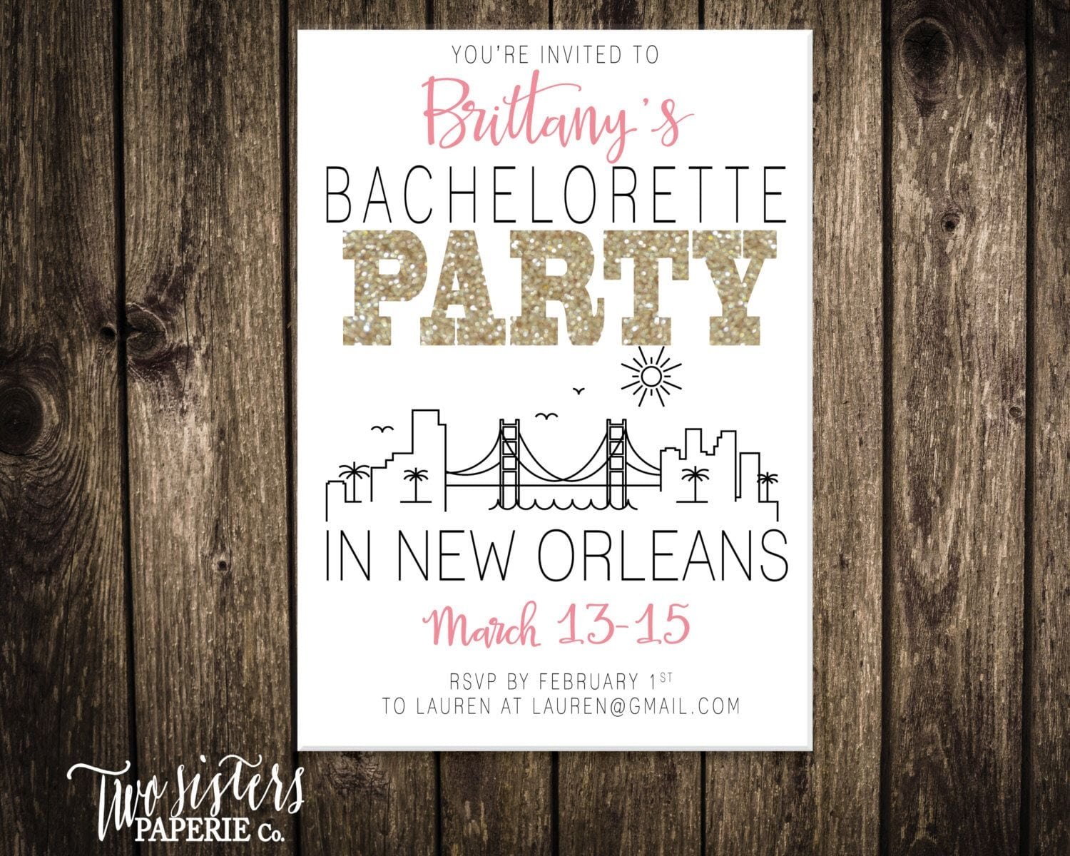 New Orleans Bachelorette Party Invitation And Itinerary