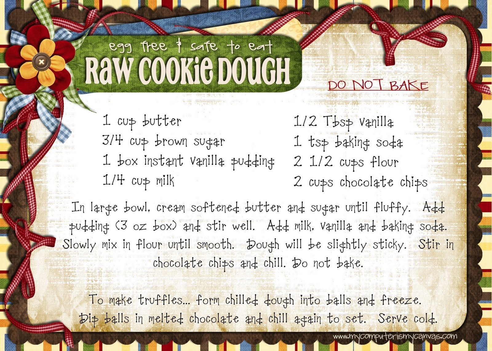 My Computer Is My Canvas  Safe To Serve Raw Cookie Dough Recipe!