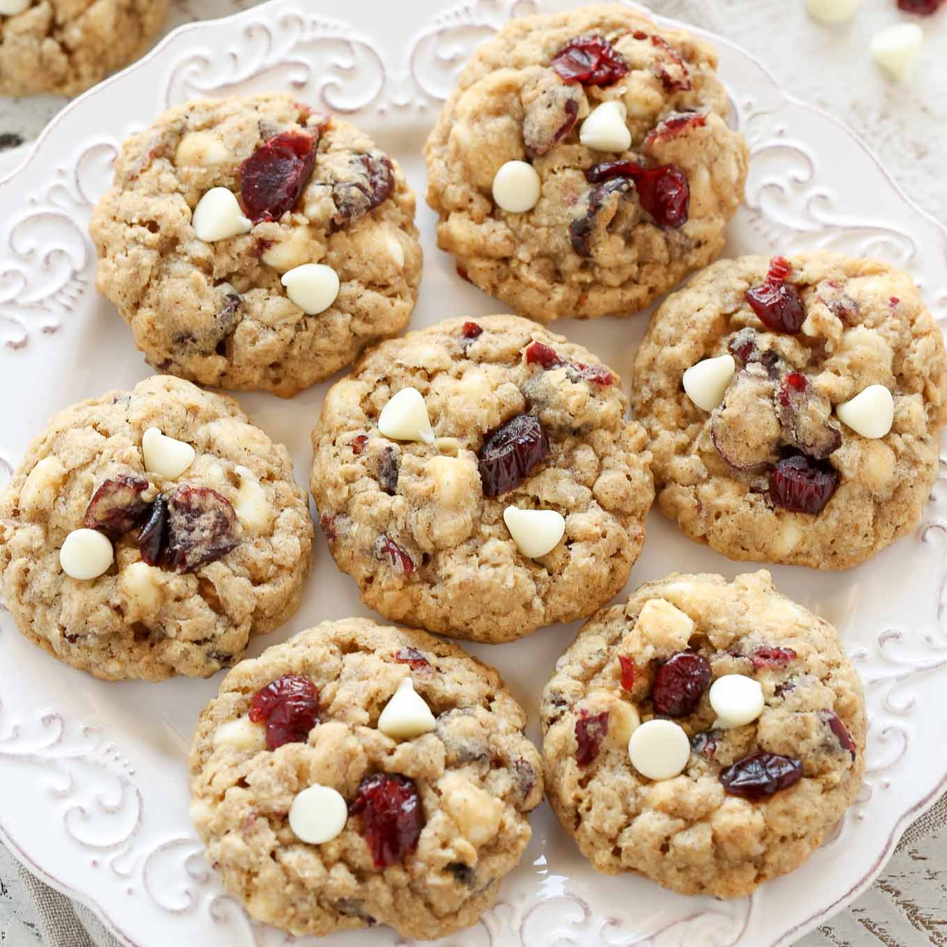 Soft And Chewy White Chocolate Cranberry Oatmeal Cookies