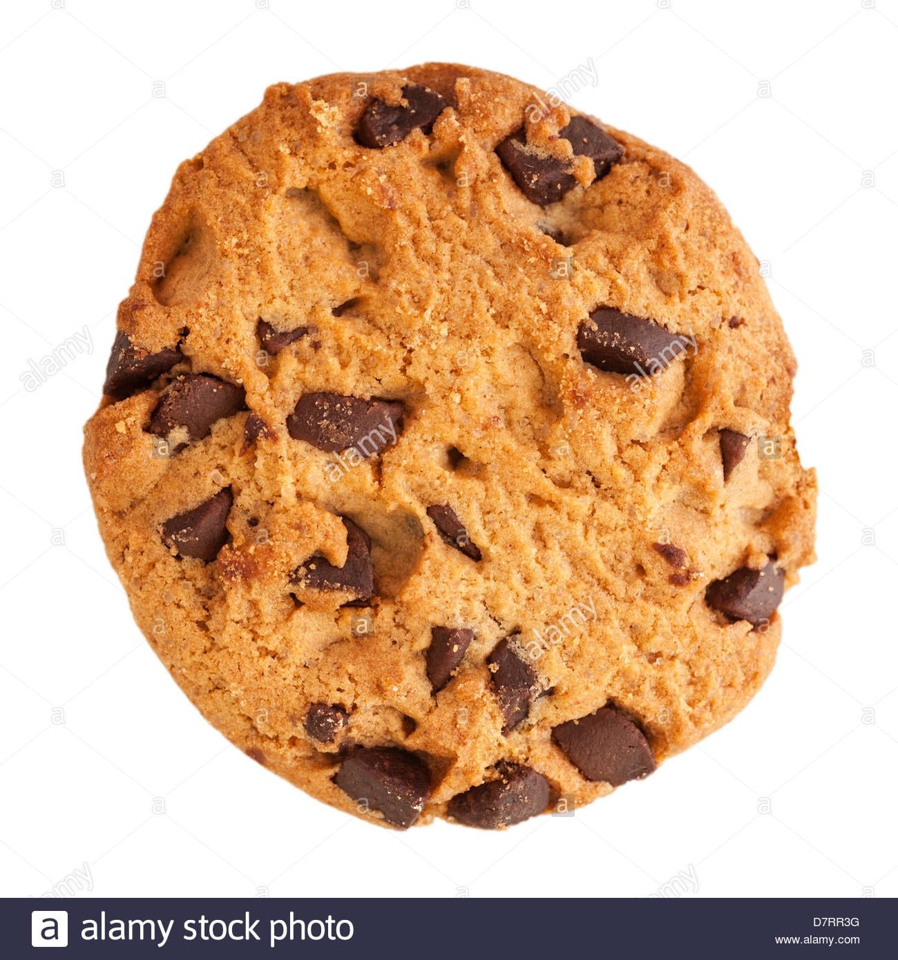 A Chocolate Choc Chip Cookie On A White Background Stock Photo