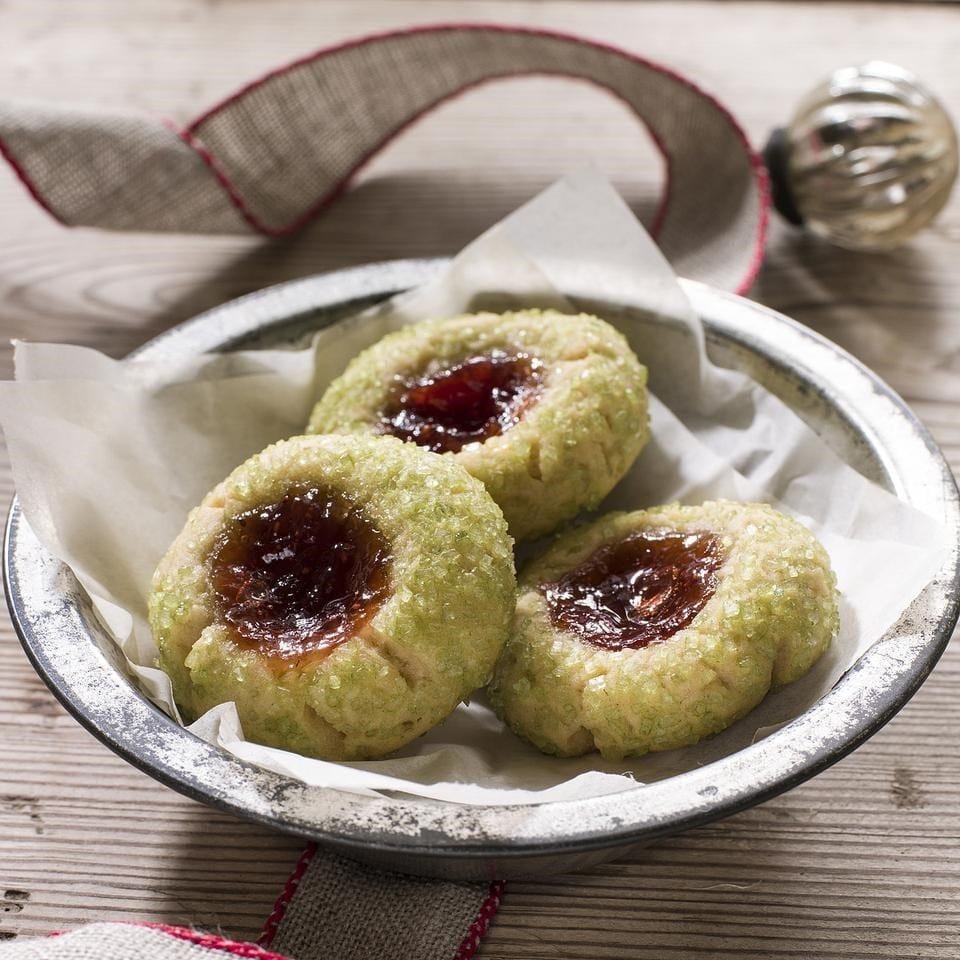 Christmas Strawberry Jam Thumbprint Cookies Recipe